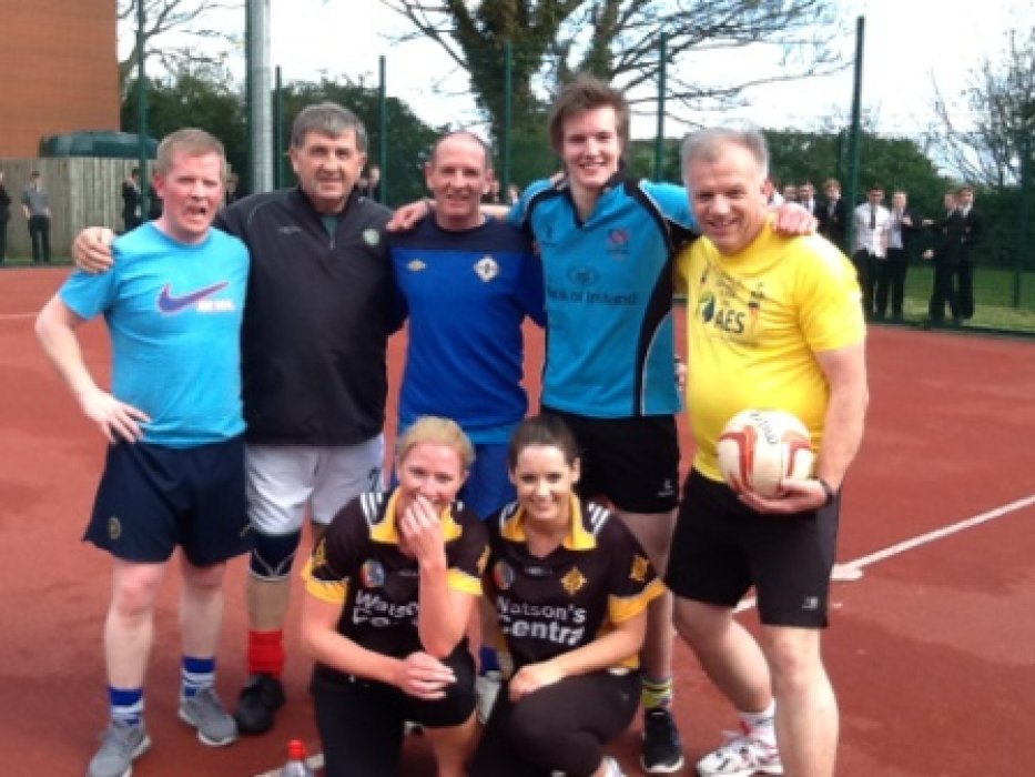 Staff Team; Miss Mason, Mrs Teague, John Convery, Mr Barry, Mr Mc Dermott, Mr R. Campbell and Mr. Walker
