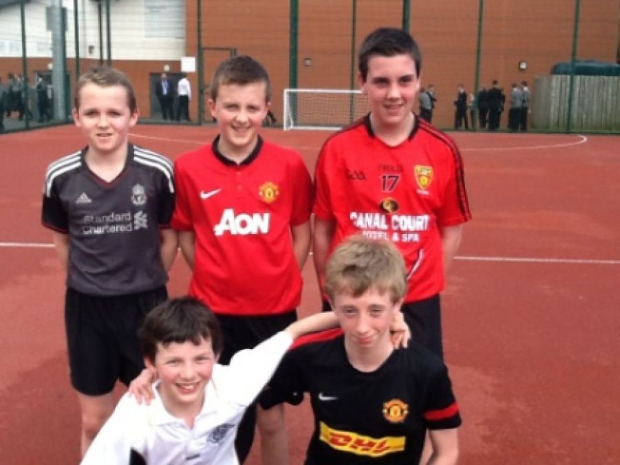 Junior boys football team; Jamie Donnelly, John Magee, Ronan Blair, Mark Trainor and Michael Toner