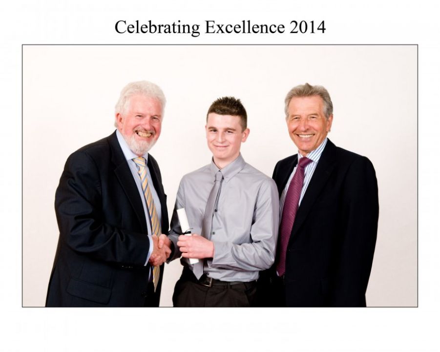 Christopher pictured with Trevor Carson, CCEA Chairman and Michael Breen, College Principal